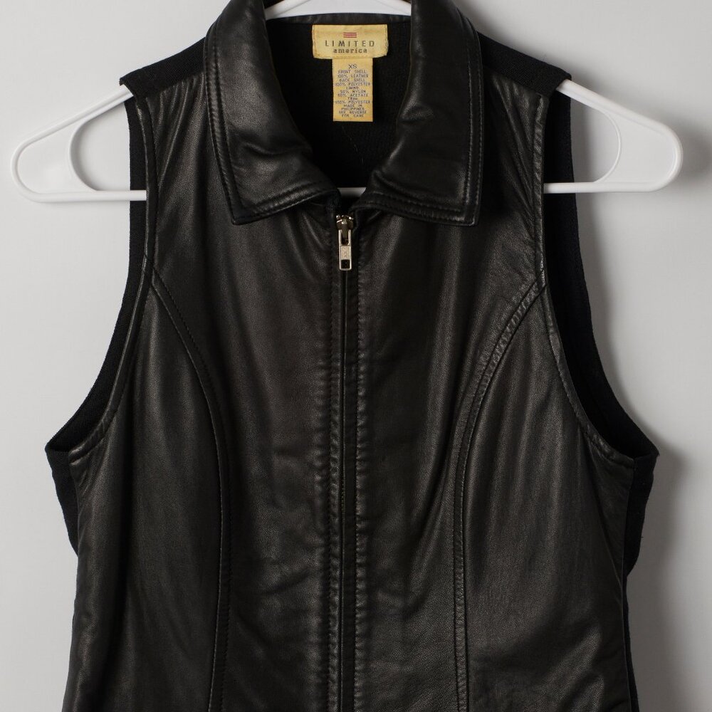 Limited America XS Leather Biker Vest with Collar